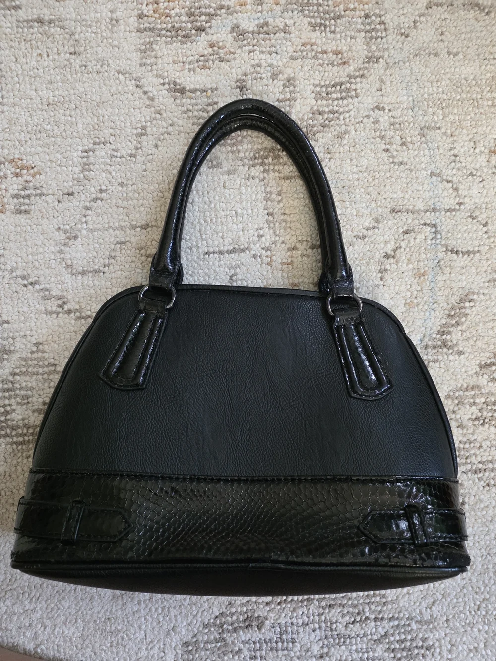 Simply Vera Vera Wang Black Structured Satchel with Gloss Trim